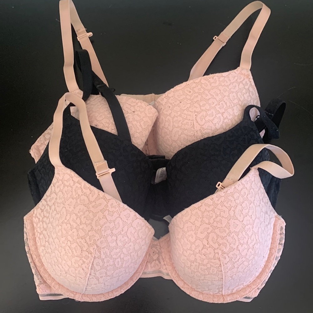 Auden Bra Bundle Demi Coverage Lightly Lined T-Shirt Size 34D nude black (three)